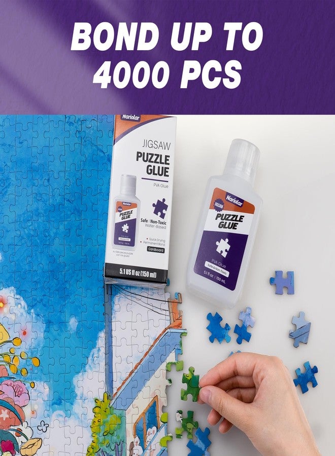 Nariolar 5.1 fl oz/150 ml Jigsaw Puzzle Glue Clear with Applicator, Suitable for Fixing and Hanging Puzzles, Quick-Drying - Image 5